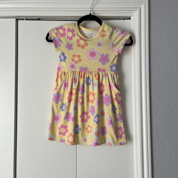 Garanimals‎ Yellow Flower Print Dress Casual Short Sleeve Kids Size 5T - Picture 4 of 5